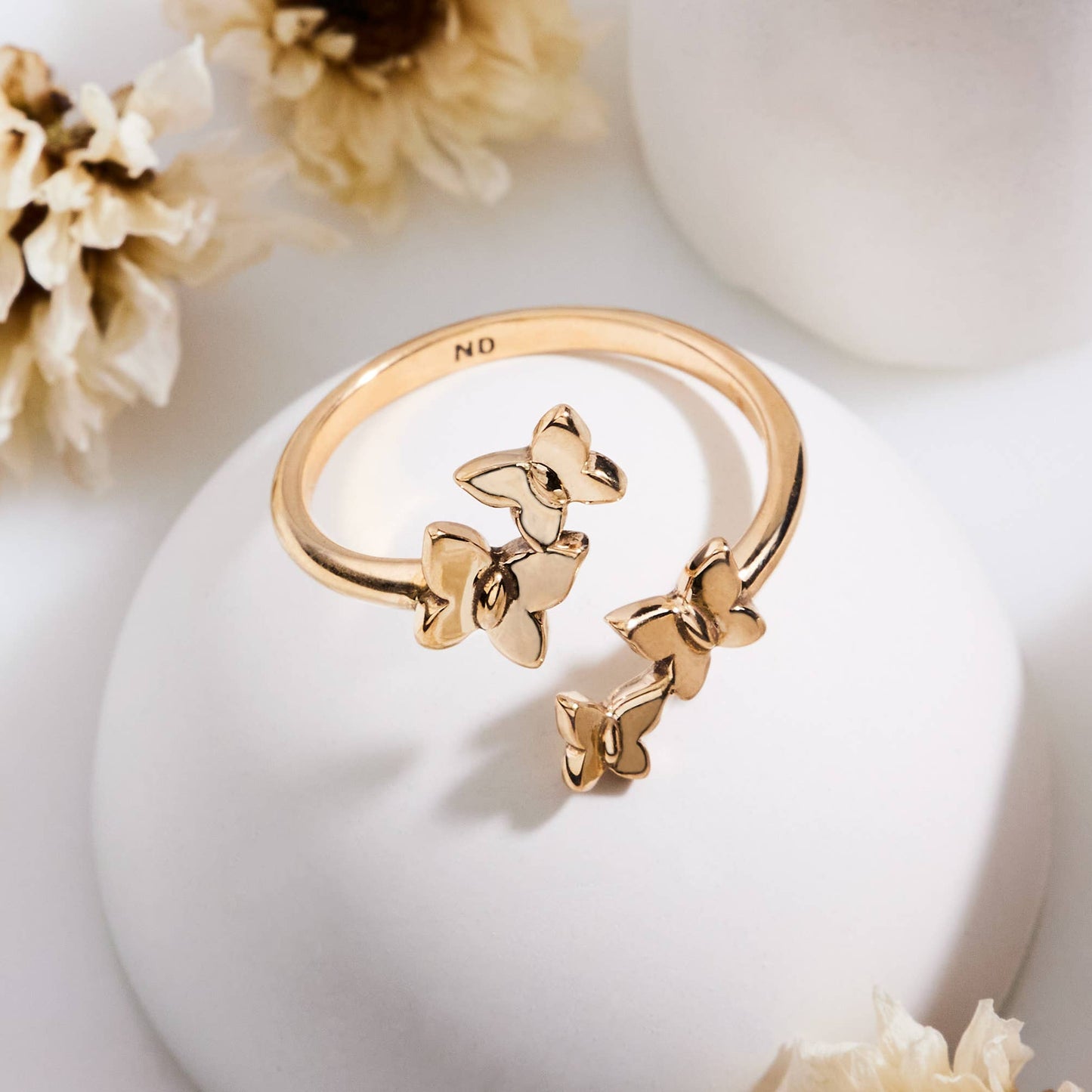 Sterling Silver or Bronze Adjustable Butterfly Cluster Ring