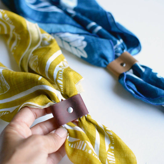 Leather Bandana Slide - Brass or Silver Rivet