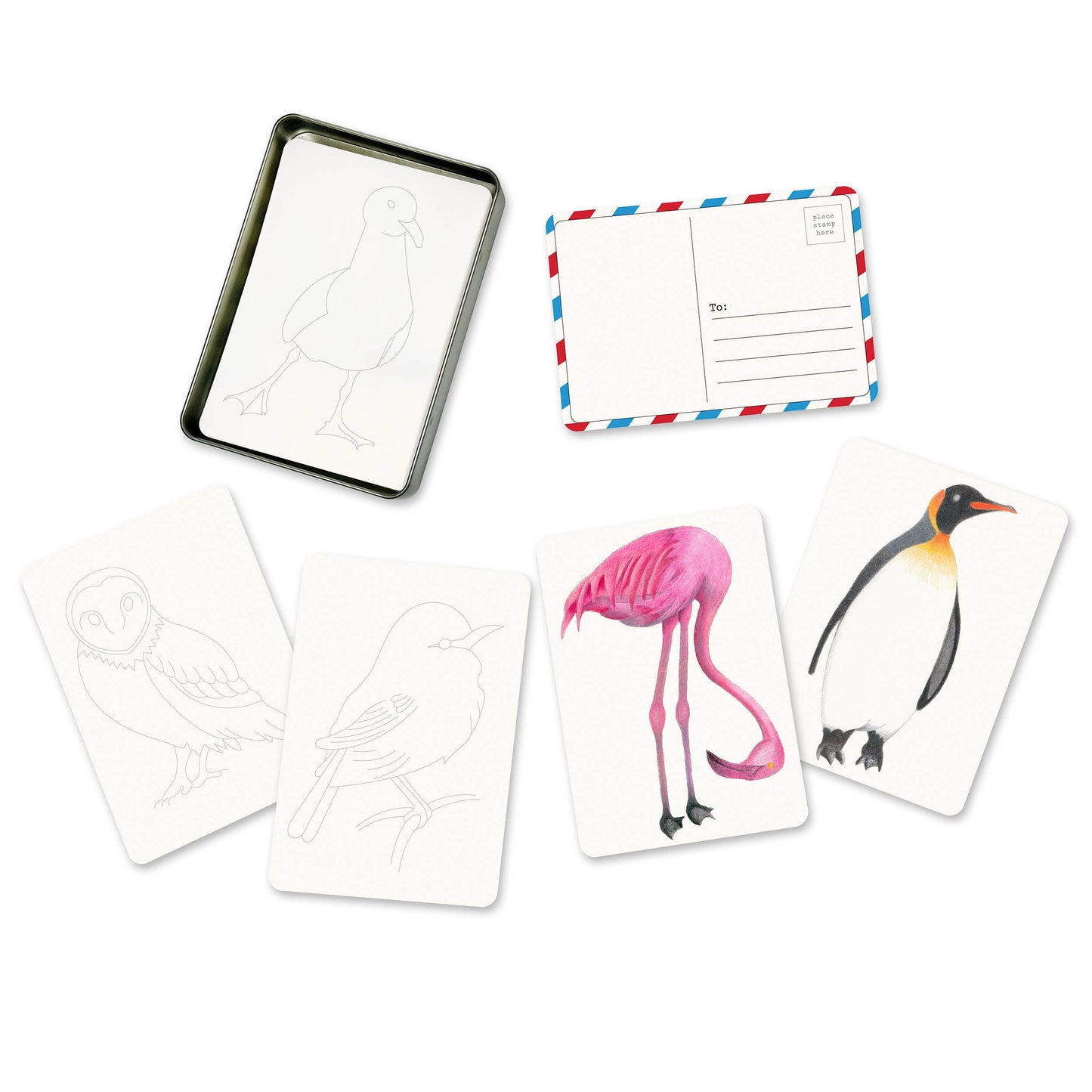 Coloring Postcards Bird Designs