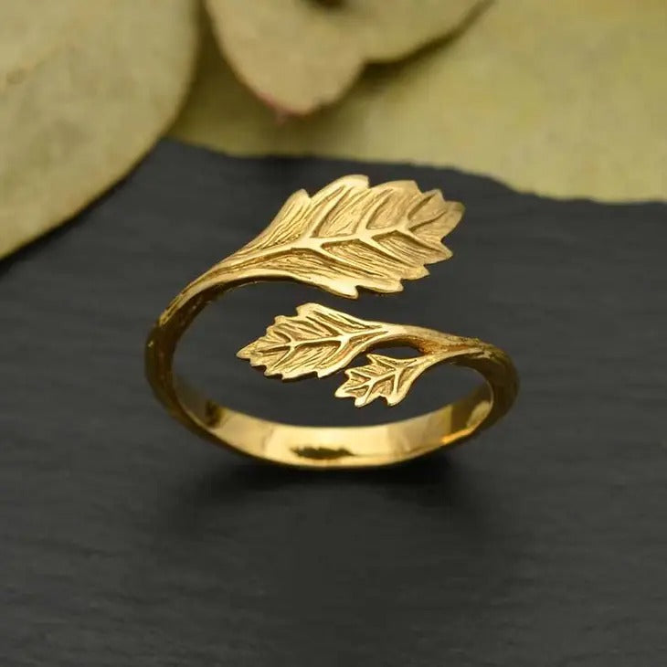 Adjustable Leaf Ring - Silver or Bronze