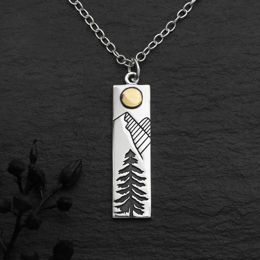 Rectangle Pine Tree Charm Necklace