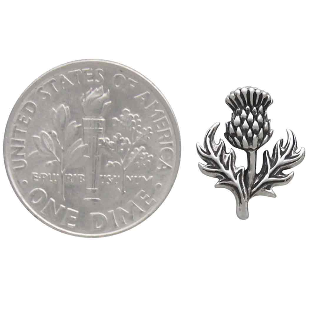 Silver or Bronze Dimensional Thistle Post Earrings