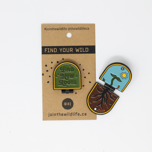 Find New Roots Enamel Plant Pin