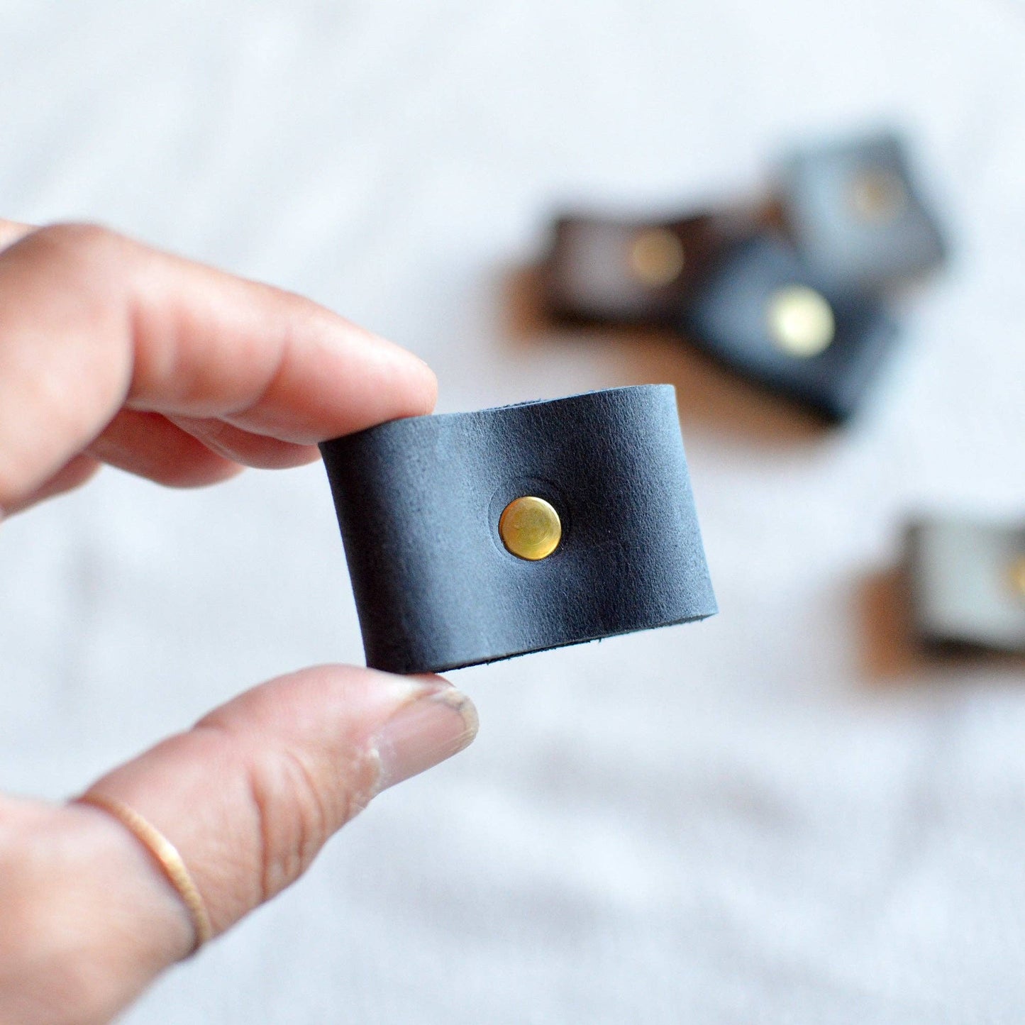 Leather Bandana Slide - Brass or Silver Rivet