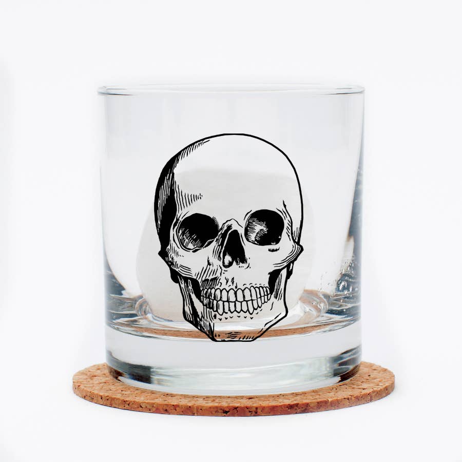 Skull Rocks Glass | Black Skull | Whiskey Glass
