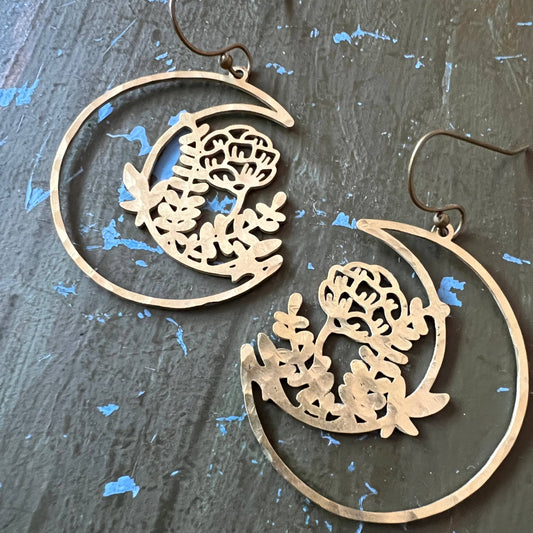 Brass Night Garden Earrings