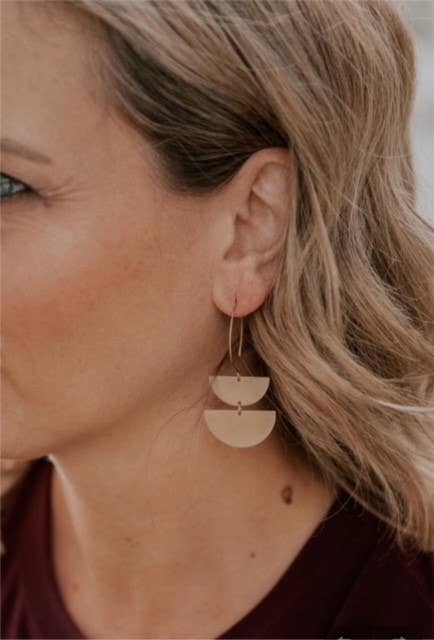 Double Half Moon Brass Earrings