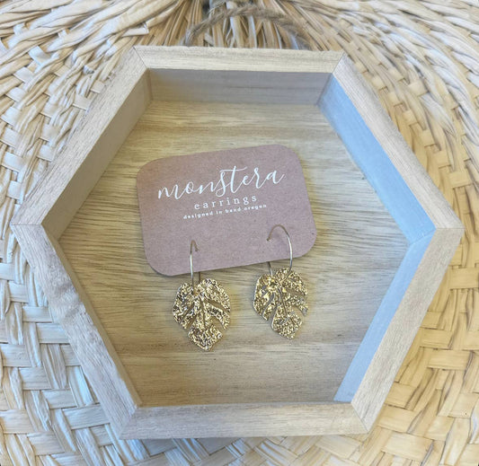 Gold Filled Monstera Earrings