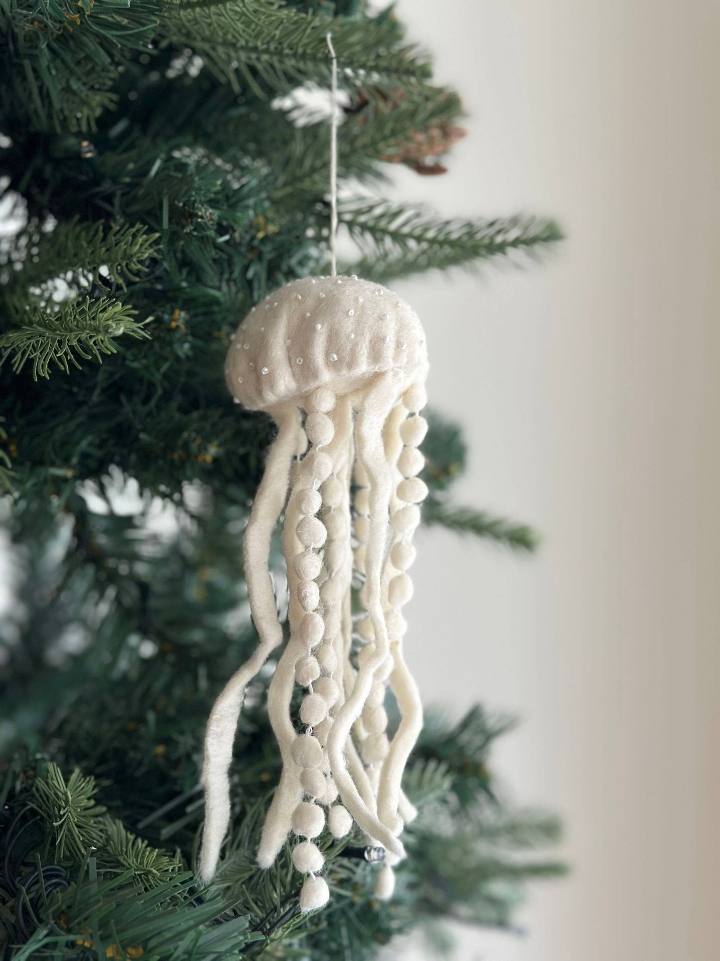 White Jellyfish Felt Ornament