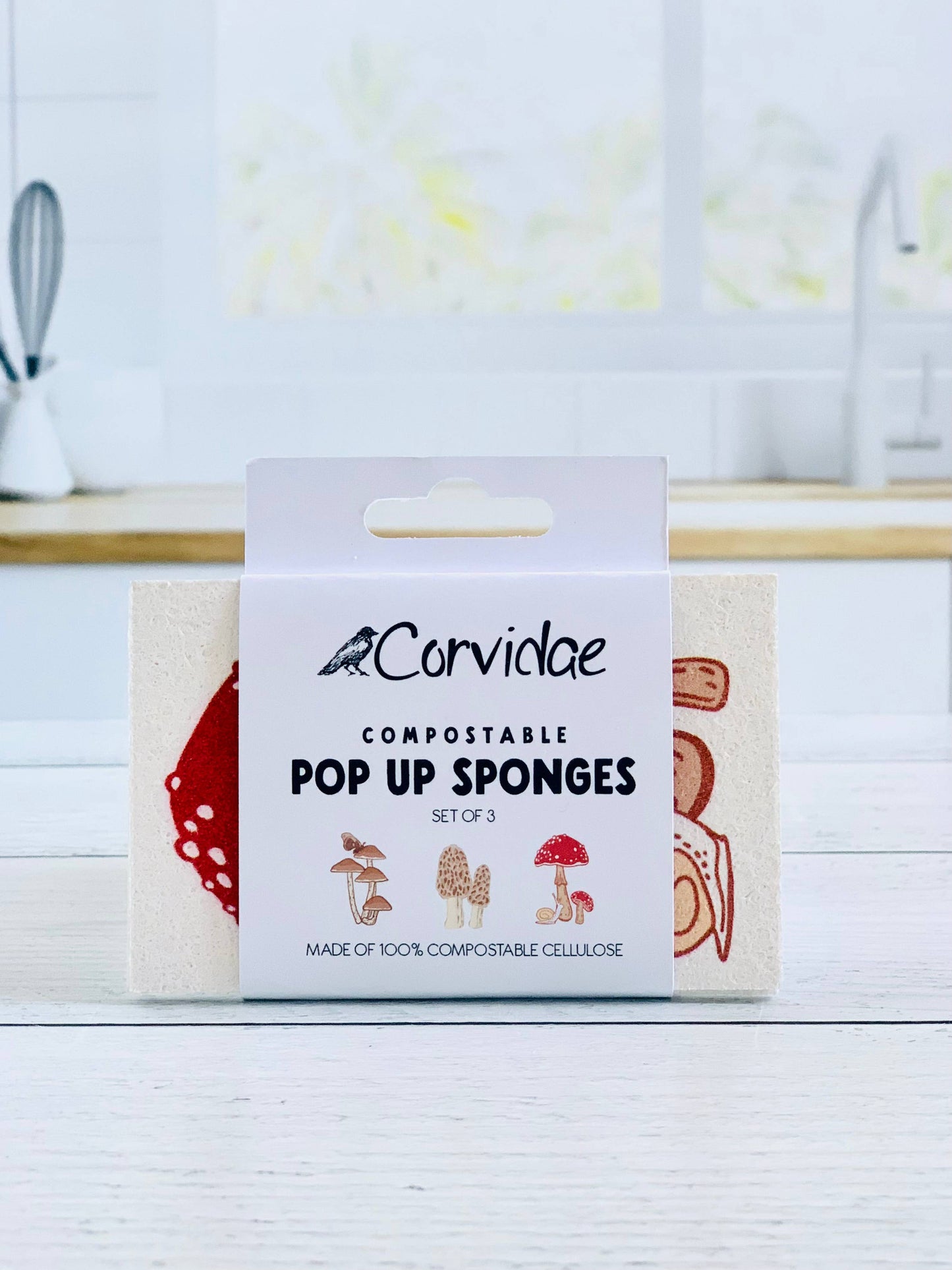 Mushroom Compostable Pop Up Sponges - set of 3