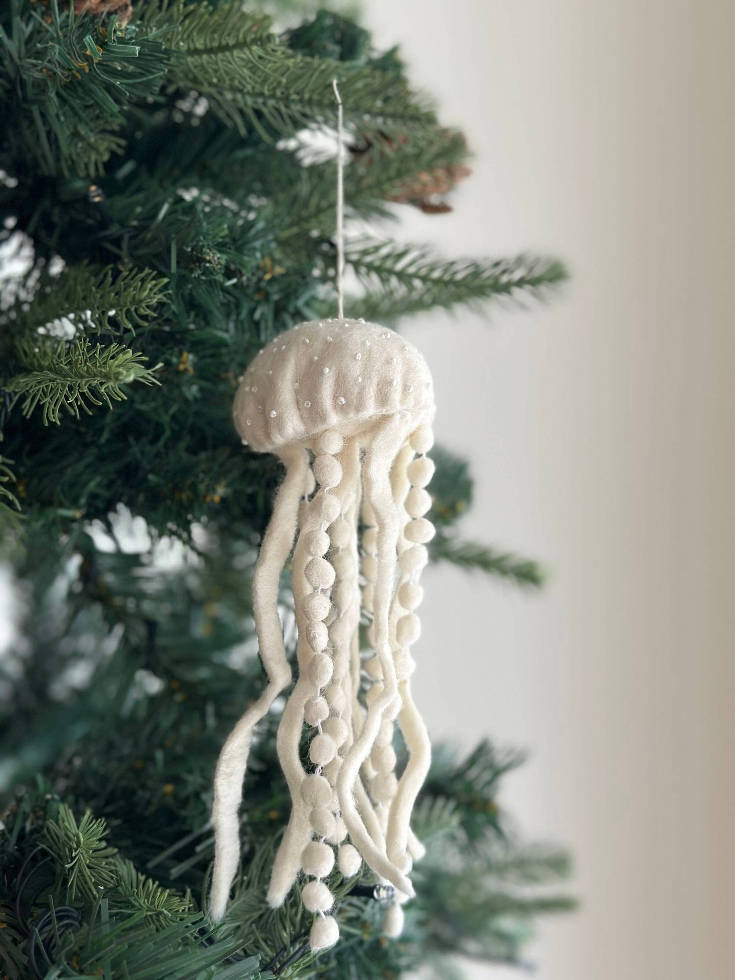 White Jellyfish Felt Ornament