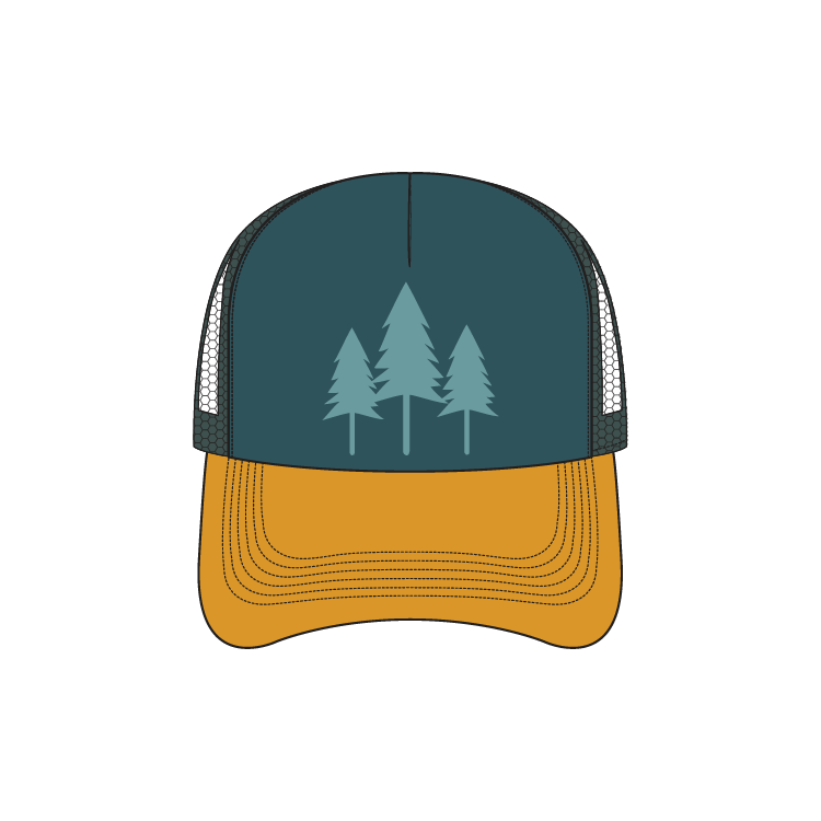 Three Tree Foam Trucker - Teal/Yellow