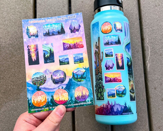 Watercolor Worlds Sticker Sheet