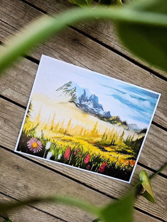 Glowing Sunrise on Mount Rainier Print