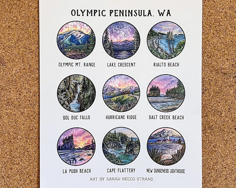 Olympic Peninsula Landmarks Print 8x10