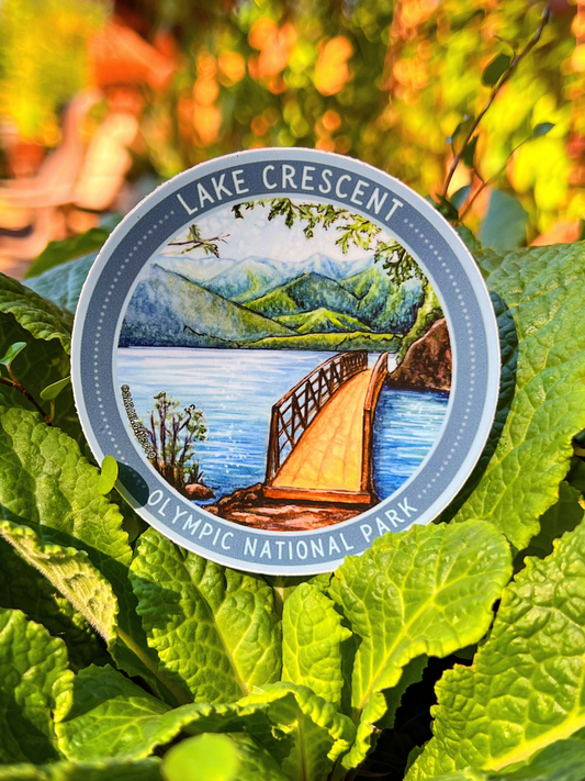 Lake Crescent Circle Badge Sticker