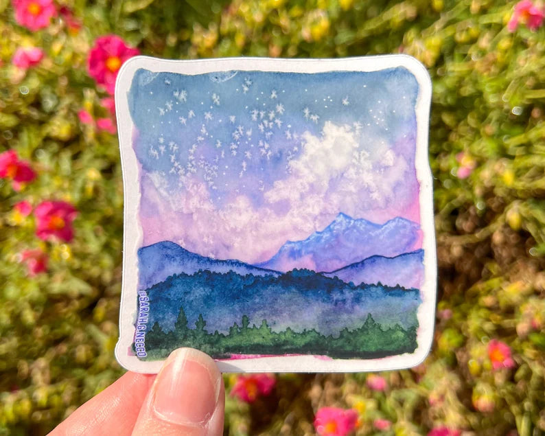 Blue Mountains Watercolor Sticker