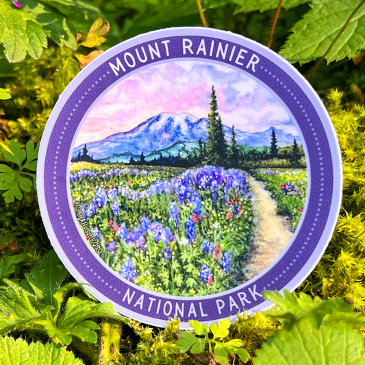 Mount Rainier Circle Badge Sticker
