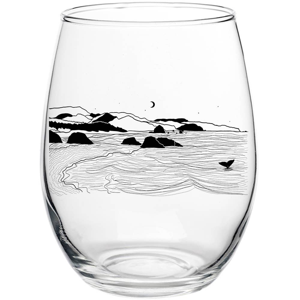 Whale's Tail Stemless Wine Glass