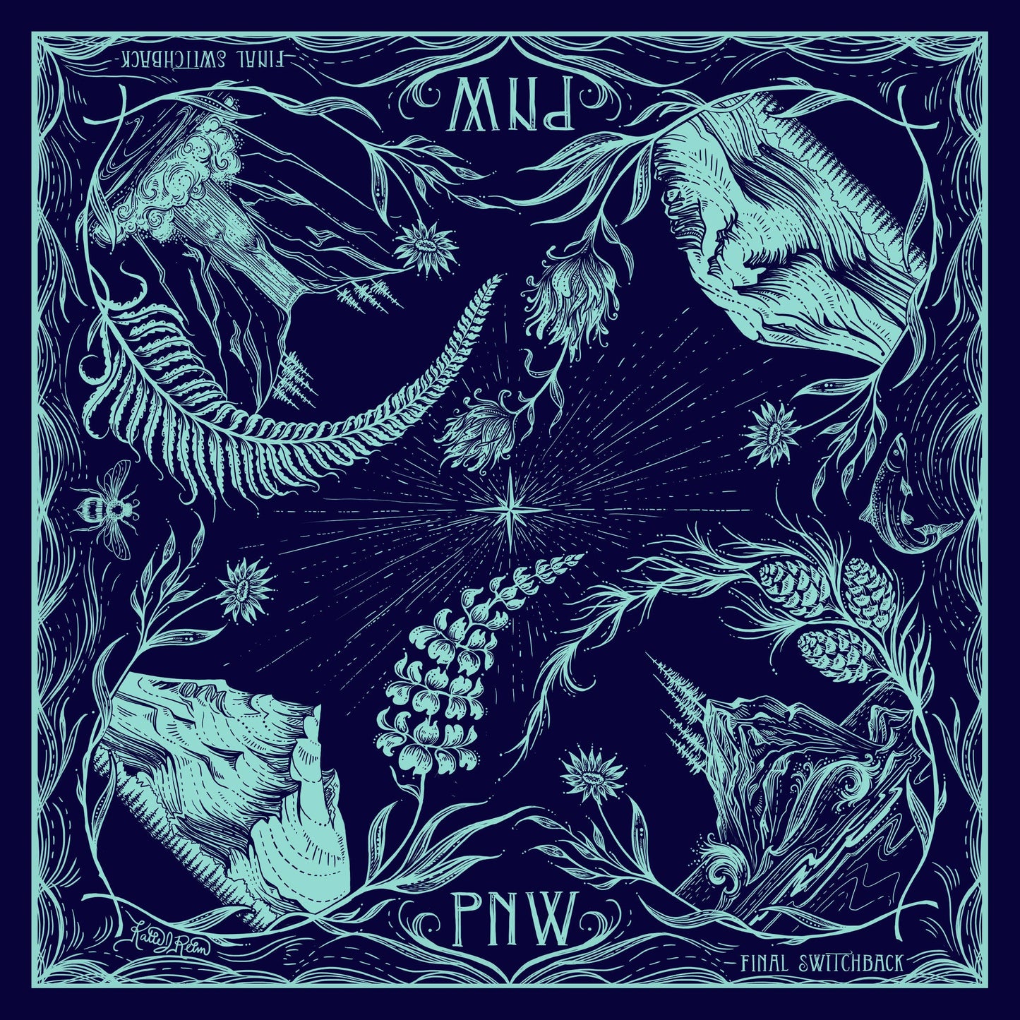 PNW Cotton Bandana in Midnight Blue
