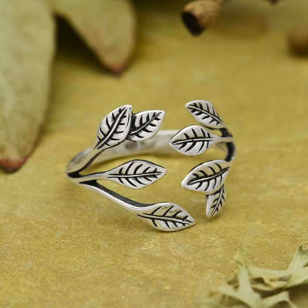 Leaf Cluster Adjustable Ring - Bronze or Silver