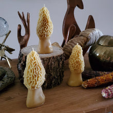 Load image into Gallery viewer, Morel Mushroom Beeswax Candle
