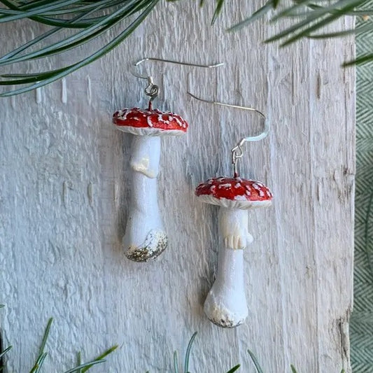 Amanita Muscaria Mushroom Earrings