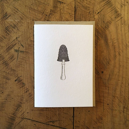 Shaggy Ink Cap Mushroom Letterpress Card