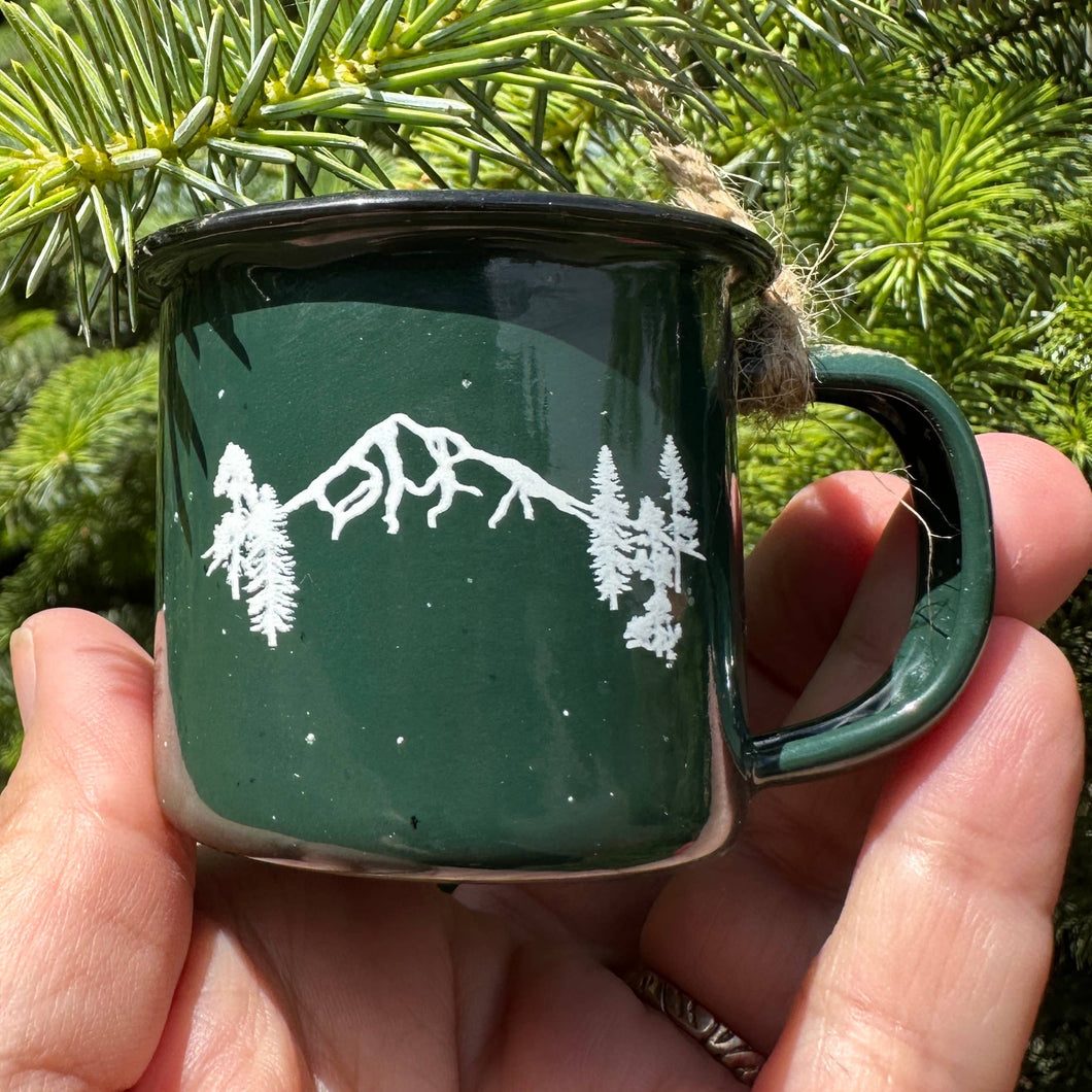 Mountain Forest Enamel Mini Mug Ornament