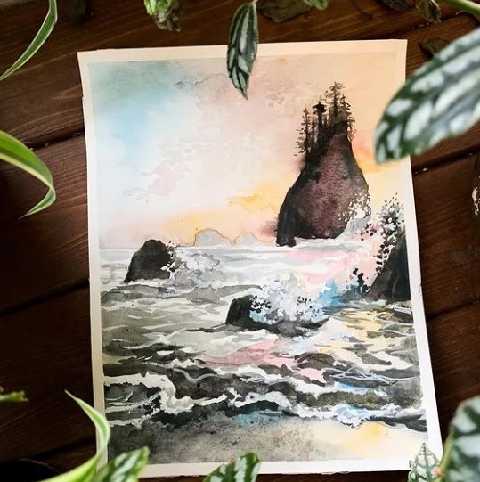 Rialto Beach Watercolor Print 5x7