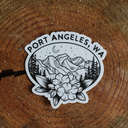 Port Angeles Moon & Mountains Sticker