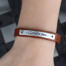 Load image into Gallery viewer, Cinnamon Skinny Leather Bracelet adjustable
