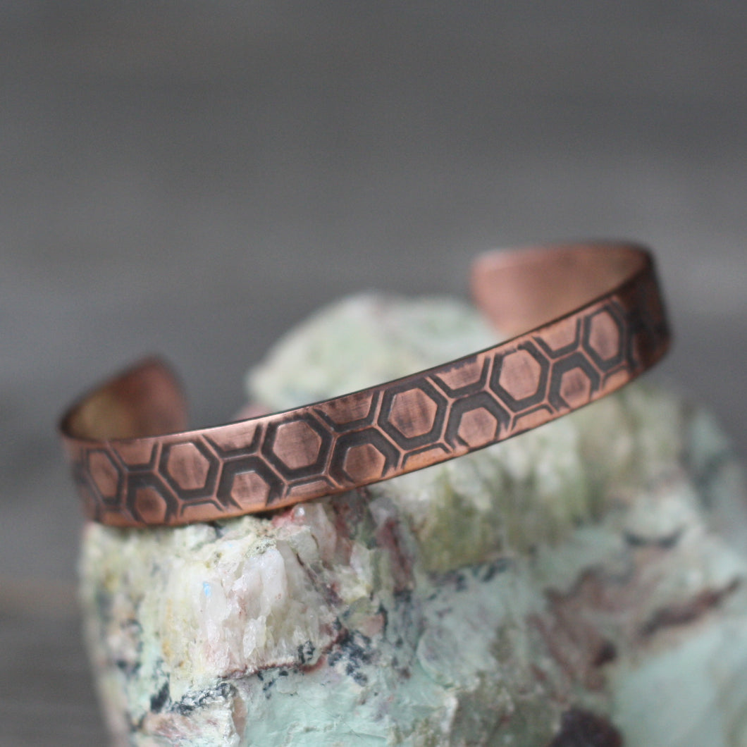 Copper Honeycomb Cuff Bracelet