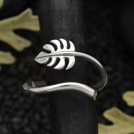 Adjustable Monstera Leaf Ring - Silver or Bronze
