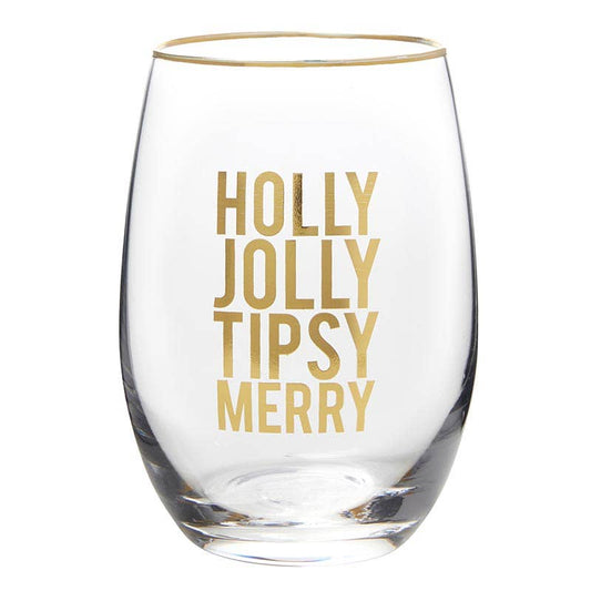 Holly Jolly Wine Glass