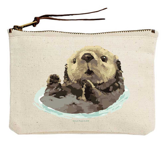 Swimming Sea Otter Canvas Pouch