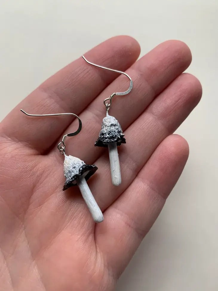 Inky Cap Mushroom Earrings