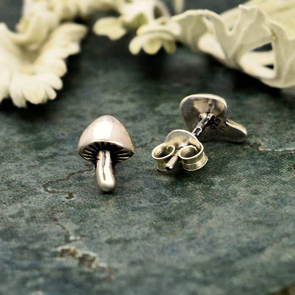 Sterling Silver Mushroom Post Earrings