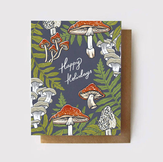 Mushrooms + Ferns Holiday Card