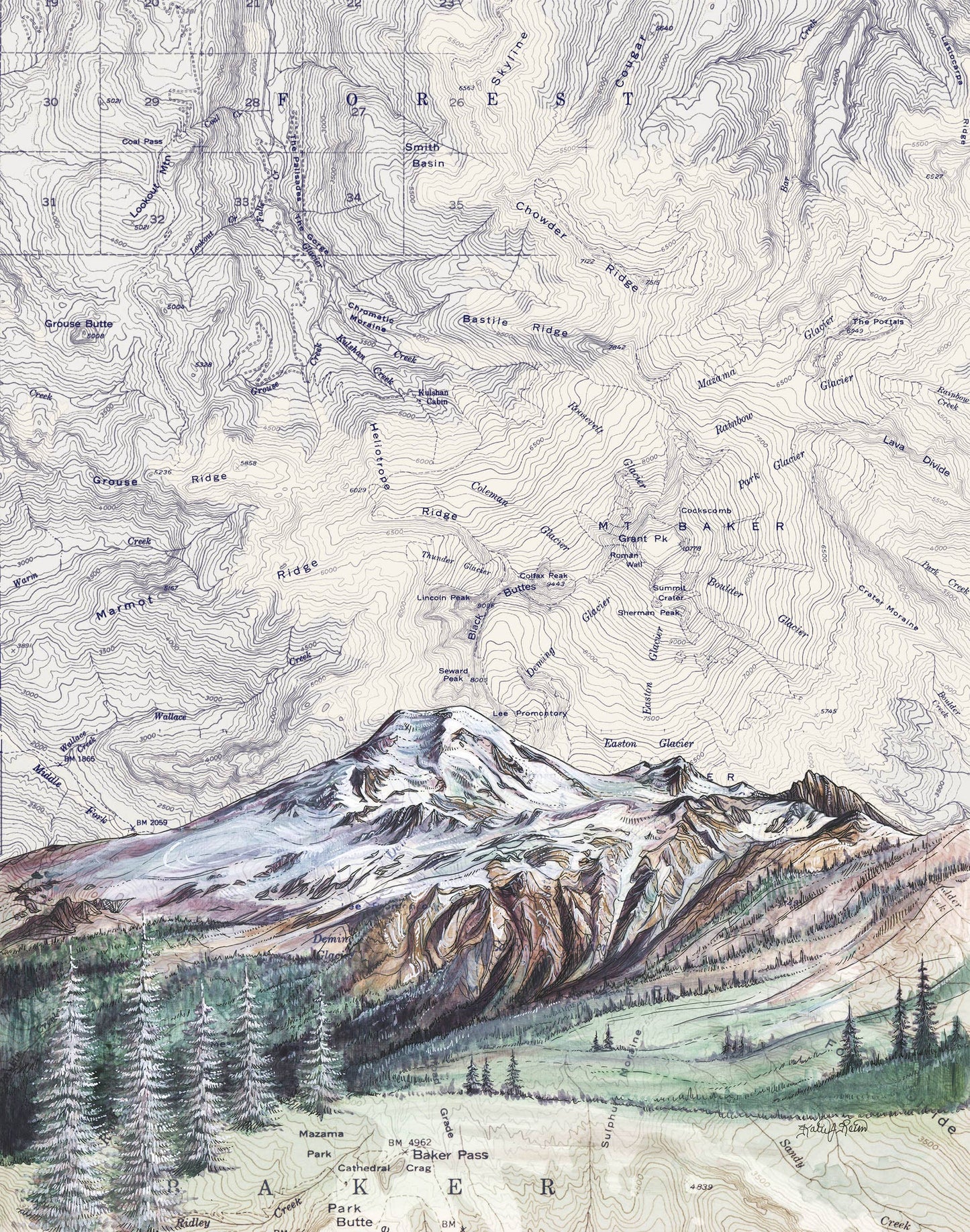 Mt Baker Print 8x10 in 11x14 mat