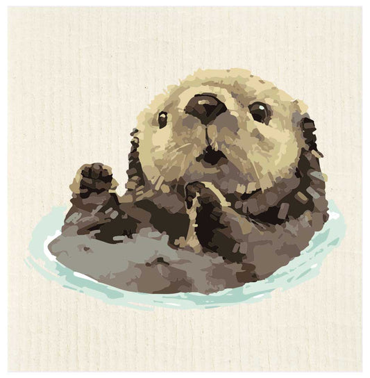 Swimming Sea Otter Swedish Dishcloth