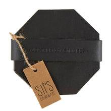 Load image into Gallery viewer, Black Leather Coaster Set
