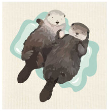 Load image into Gallery viewer, Sea Otter Duo Swedish Dishcloth
