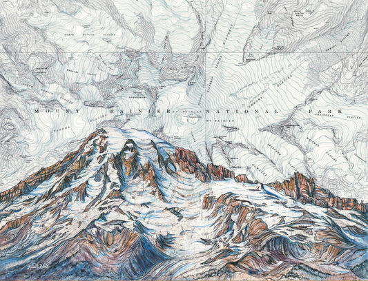 Mount Rainier Summit 8x10 Print in 11x14 Mat