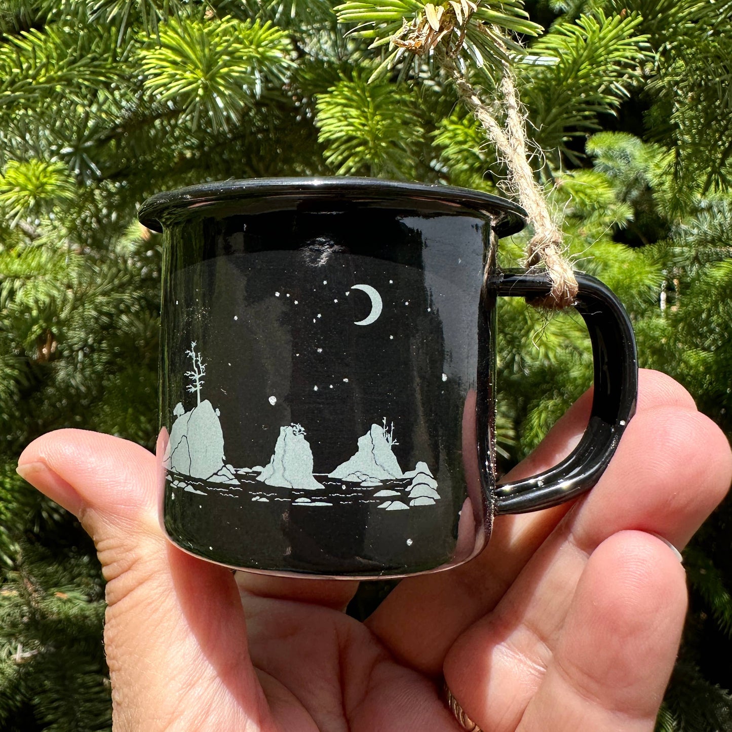 Moon Over Three Graces Enamel Mini Mug Ornament