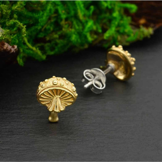Bronze Agaric Mushroom Post Earrings