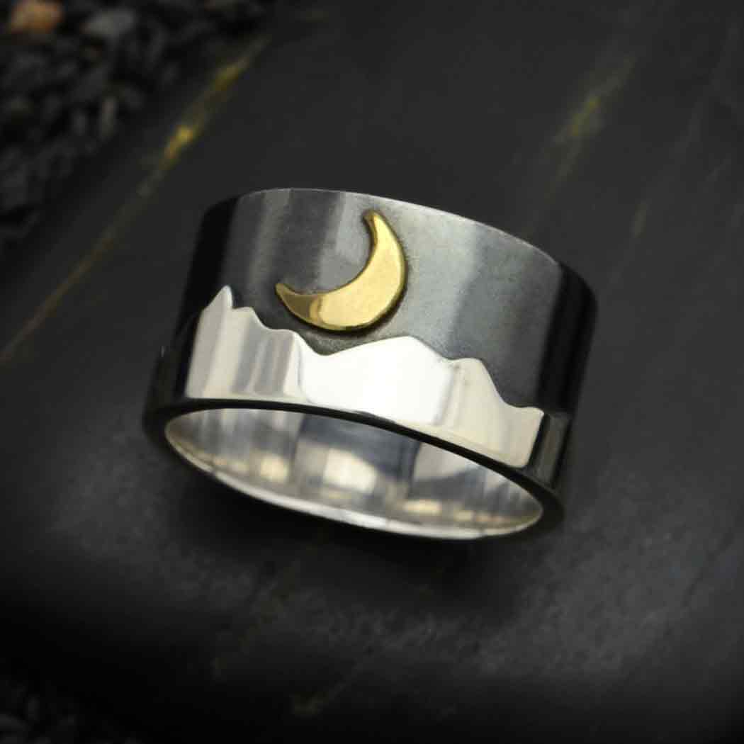Mountain Ring with Bronze Moon