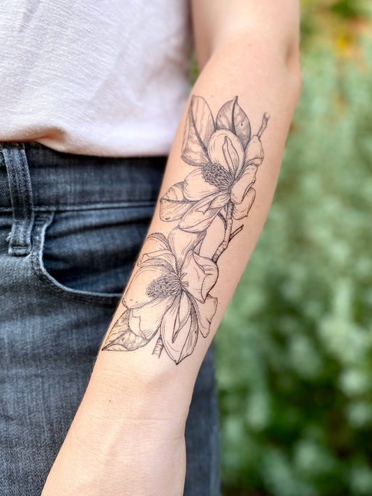 Magnolia Flower Temporary Tattoo
