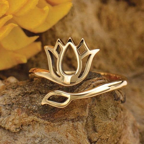 Adjustable Lotus Ring - Silver or Bronze