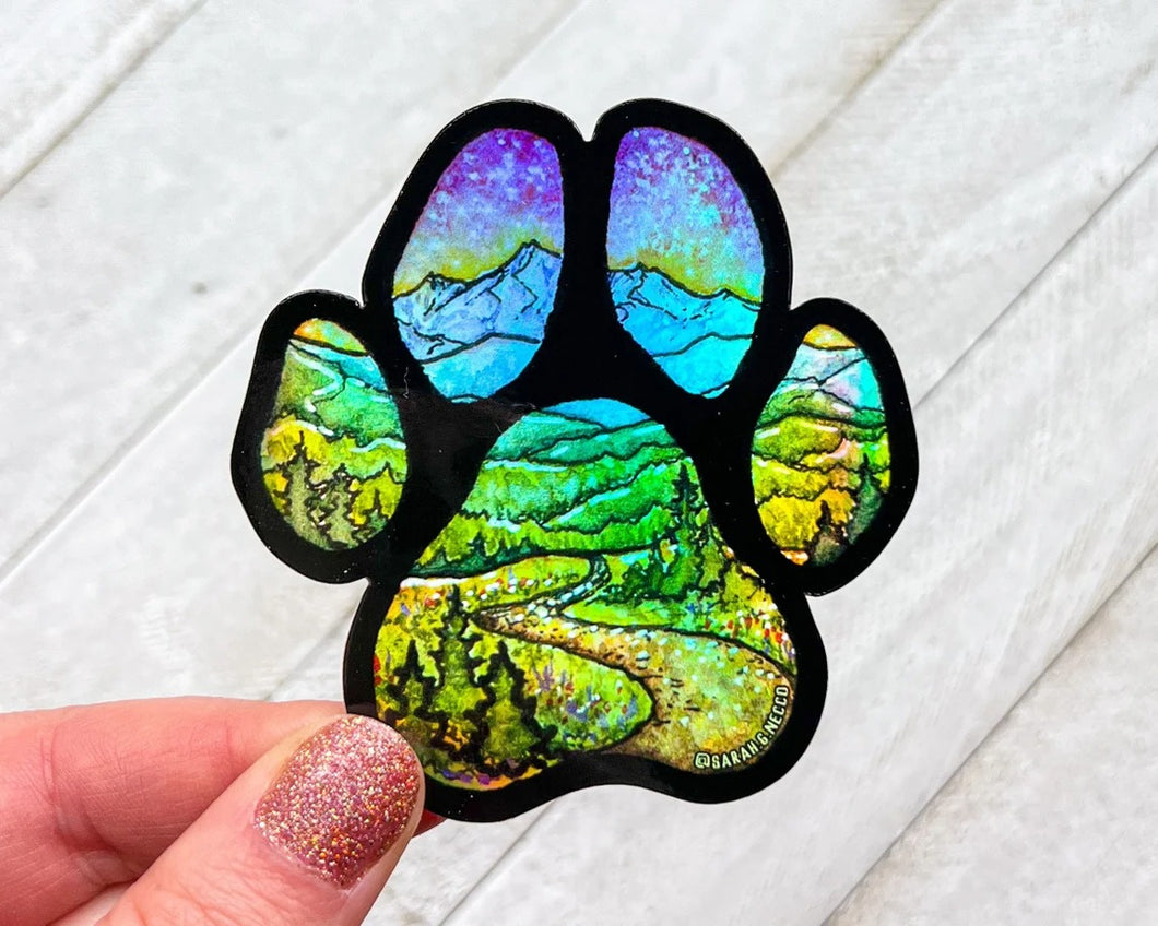 Holographic Adventure Buddy Dog Paw Sticker